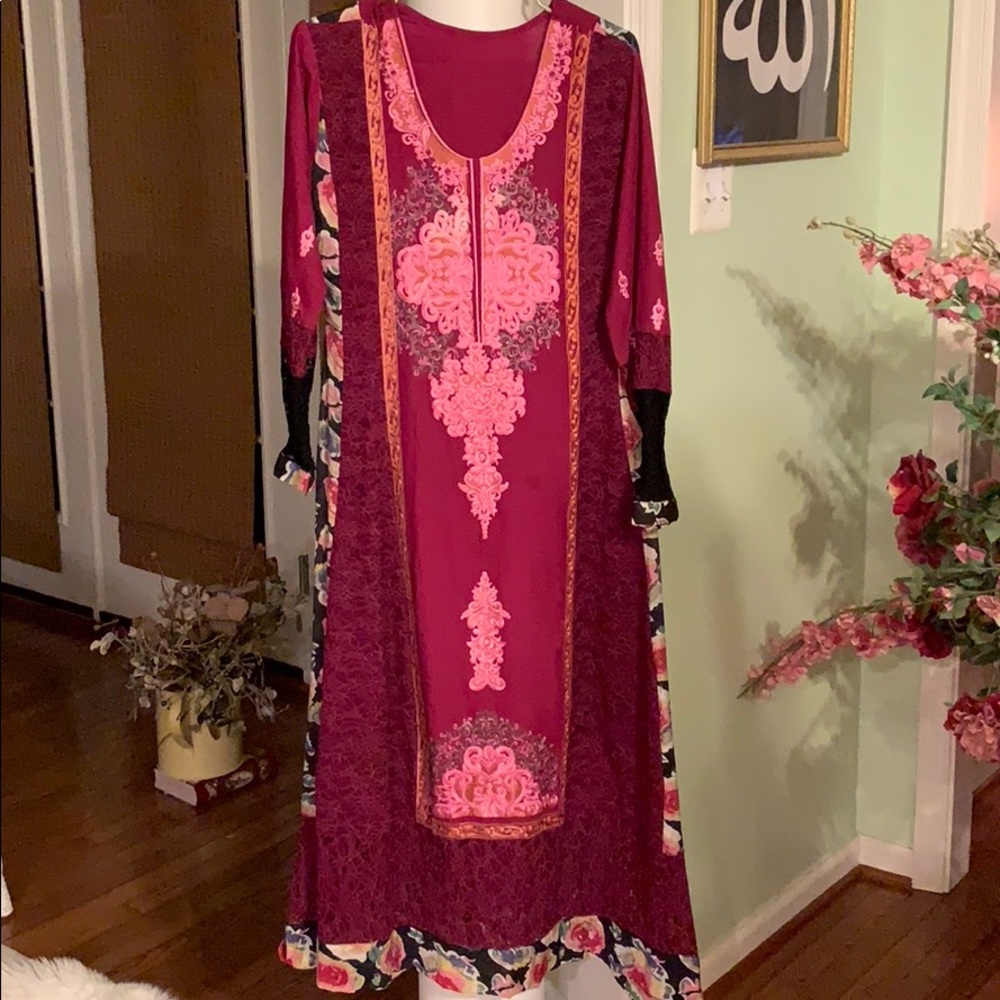 Purple Pakistani gown new outfit Arabian Lace